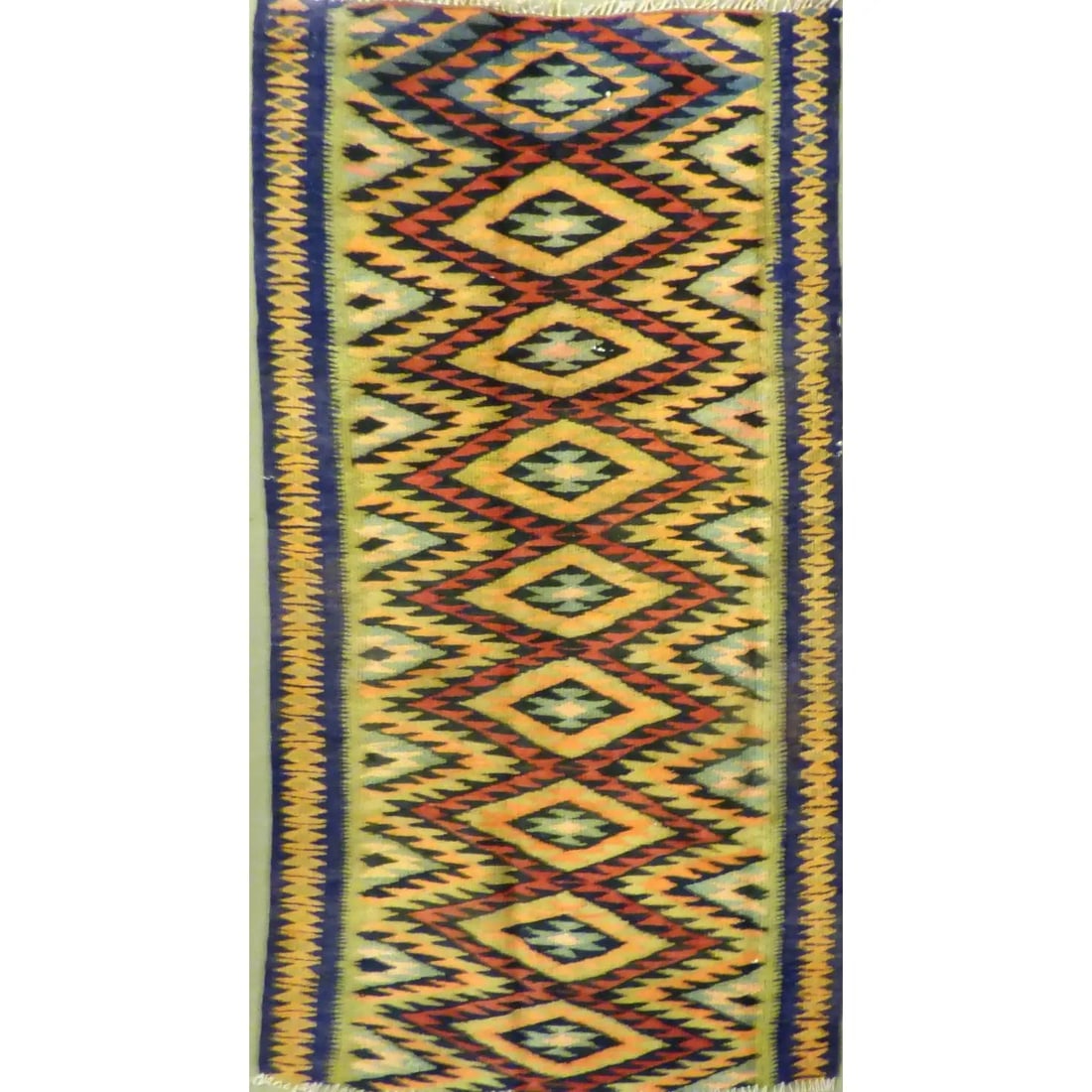 One Of The Kind Authentic Hand-Knotted Sanandaj Vintage Kilim 6'8" X 3'8": ABC Rugs Kilims Collection Authentic Hand-Knotted Sanandaj Vintage Kilims Natural Wool Seneh Collection Area Kilim 6'8" X 3'8" (Abckg1050) (Multi Color) Hand knotted and meticulously crafted by Sanand