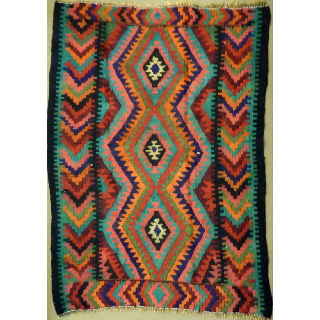 One Of The Kind Authentic Hand-Knotted Sanandaj Vintage Kilim 6'1" X 4'11": ABC Rugs Kilims Collection Authentic Hand-Knotted Sanandaj Vintage Kilims Natural Wool Seneh Collection Area Kilim 6'1" X 4'11" (Abckg1009) (Multi Color) Hand knotted and meticulously crafted by Sanan