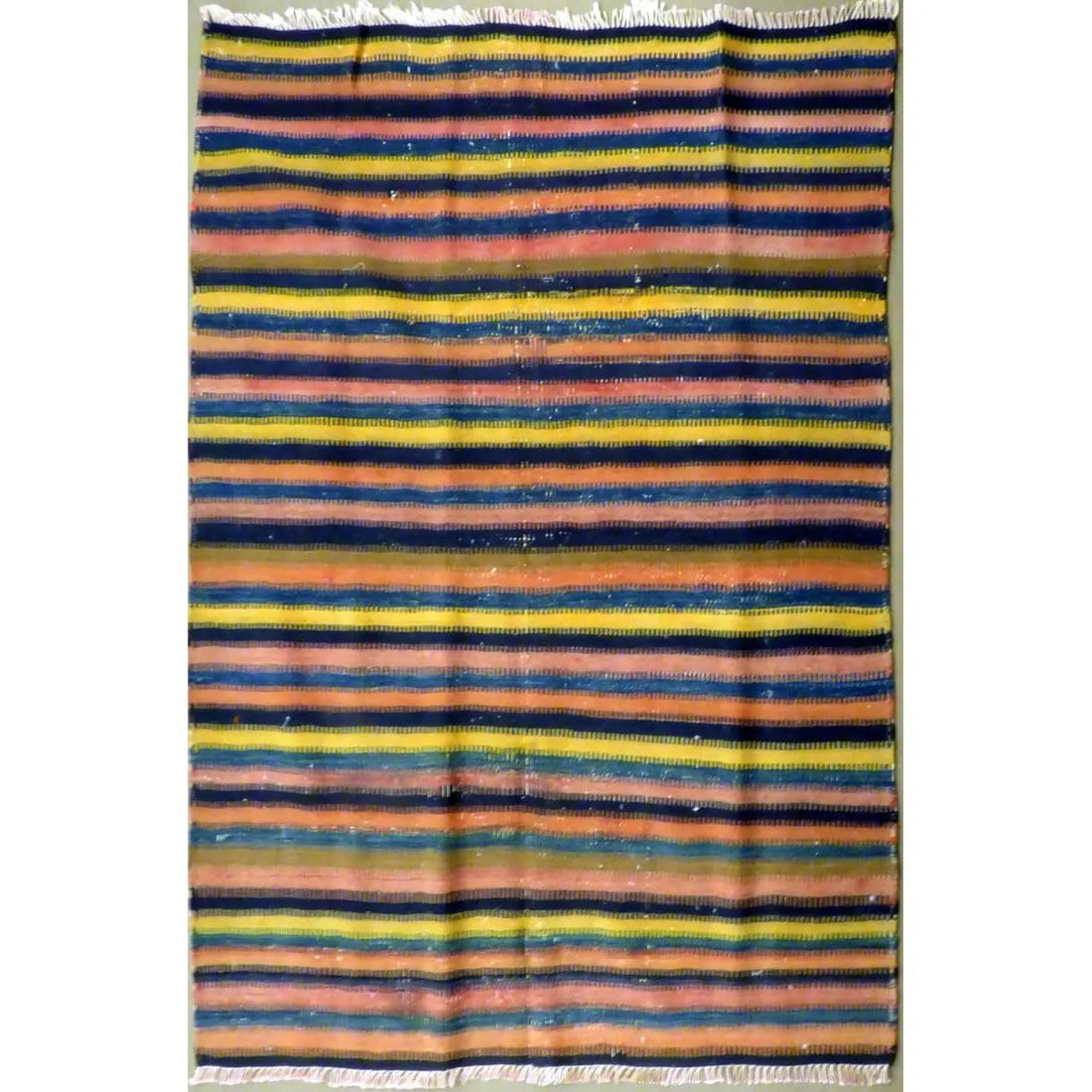 One Of The Kind Authentic Hand-Knotted Sanandaj Vintage Kilim 5'6" X 4'1": ABC Rugs Kilims Collection Authentic Hand-Knotted Sanandaj Vintage Kilims Natural Wool Seneh Collection Multicolor Area Kilim 5'6" X 4'1" (Abckg1016) (Multi Color) Hand knotted and meticulously crafte