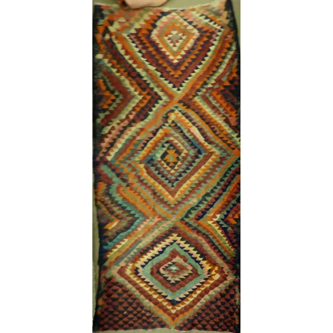One Of The Kind Authentic Hand-Knotted Sanandaj Vintage Kilim 11'3" X 5'4": ABC Rugs Kilims Collection Authentic Hand-Knotted Sanandaj Vintage Kilims Natural Wool Seneh Collection Area Kilim 11'3" X 5'4" (Abckg1028) (Multi Color) Hand knotted and meticulously crafted by Sanan