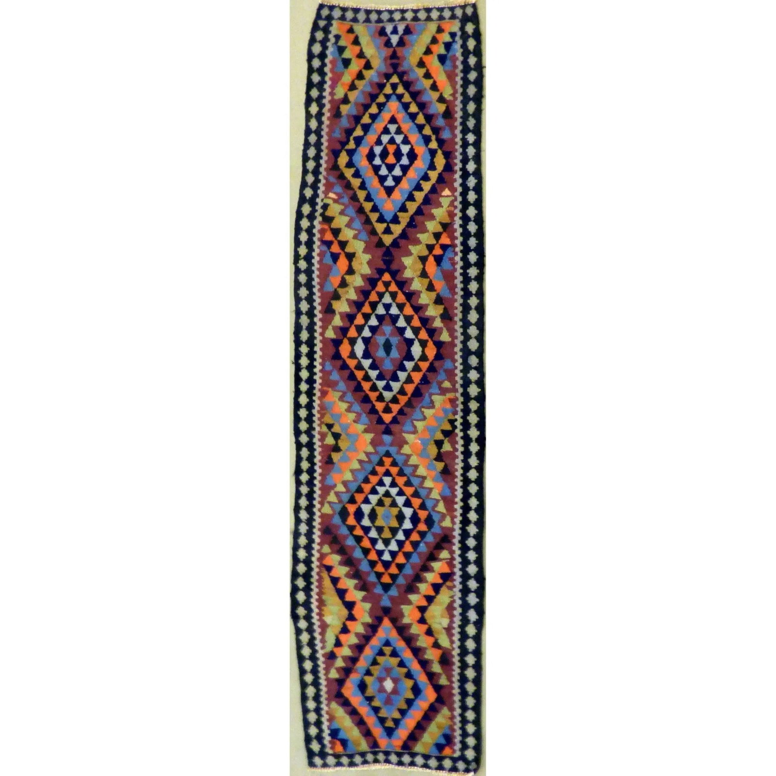 One Of The Kind Authentic Hand-Knotted Sanandaj Vintage Kilim 10'1" X 2'5": ABC Rugs Kilims Collection Authentic Hand-Knotted Sanandaj Vintage Kilims Natural Wool Seneh Collection Area Kilim 10'1" X 2'5" (Abckg1070) (Multi Color) Hand knotted and meticulously crafted by Sanan