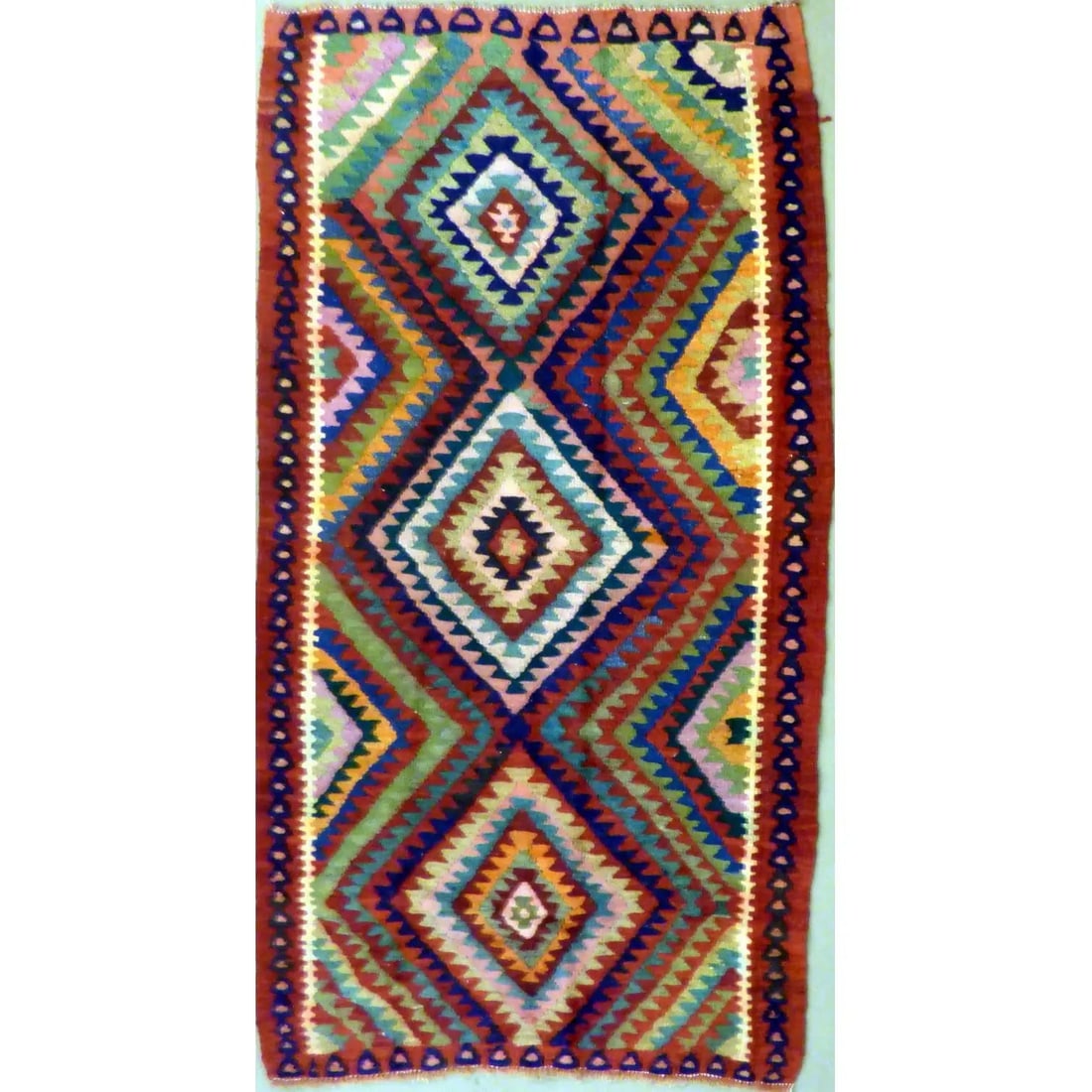 One Of The Kind Authentic Hand-Knotted Sanandaj Vintage Kilim 9'11" X 4'11": ABC Rugs Kilims Collection Authentic Hand-Knotted Sanandaj Vintage Kilims Natural Wool Seneh Collection Area Kilim 9'11" X 4'11" (Abckg1094) (Multi Color) Hand knotted and meticulously crafted by Sana