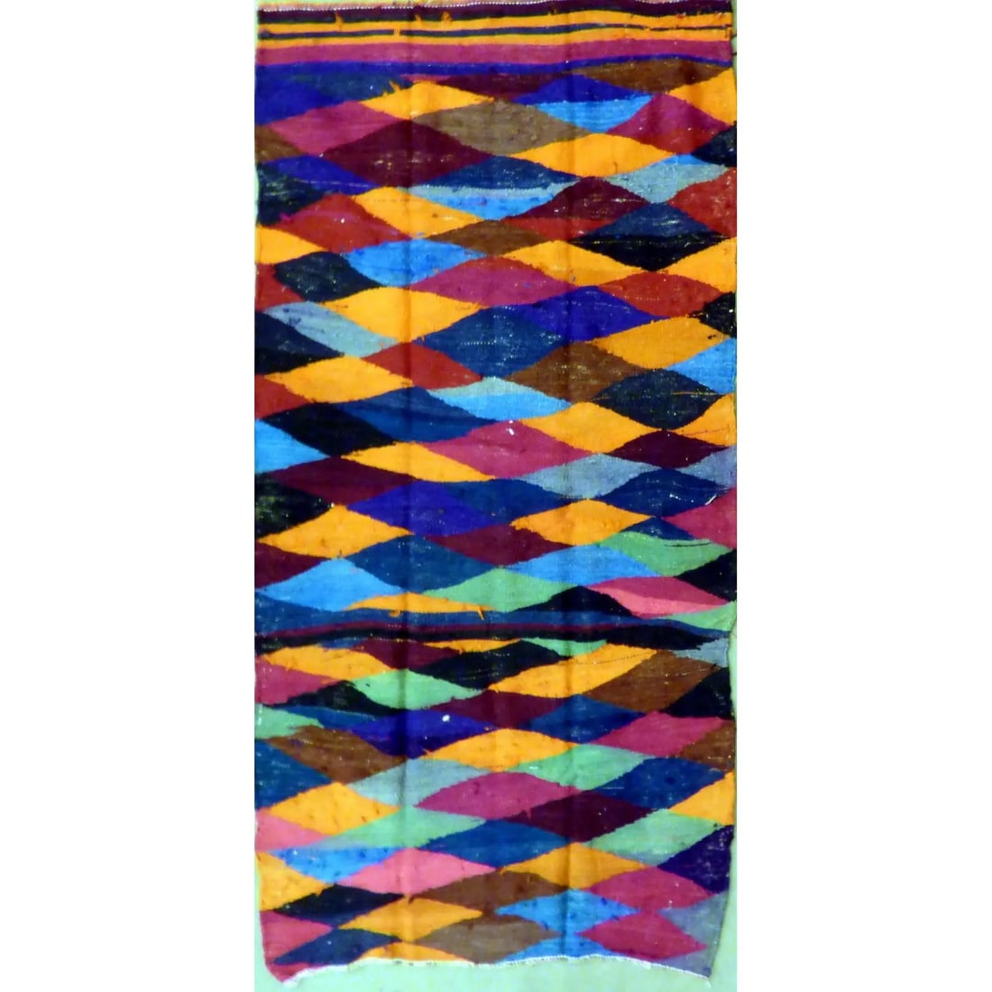 One Of The Kind Authentic Hand-Knotted Sanandaj Vintage Kilim 9'0" X 4'9": ABC Rugs Kilims Collection Authentic Hand-Knotted Sanandaj Vintage Kilims Natural Wool Seneh Collection Area Kilim 9'0" X 4'9" (Abckg1086) (Multi Color) Hand knotted and meticulously crafted by Sanand