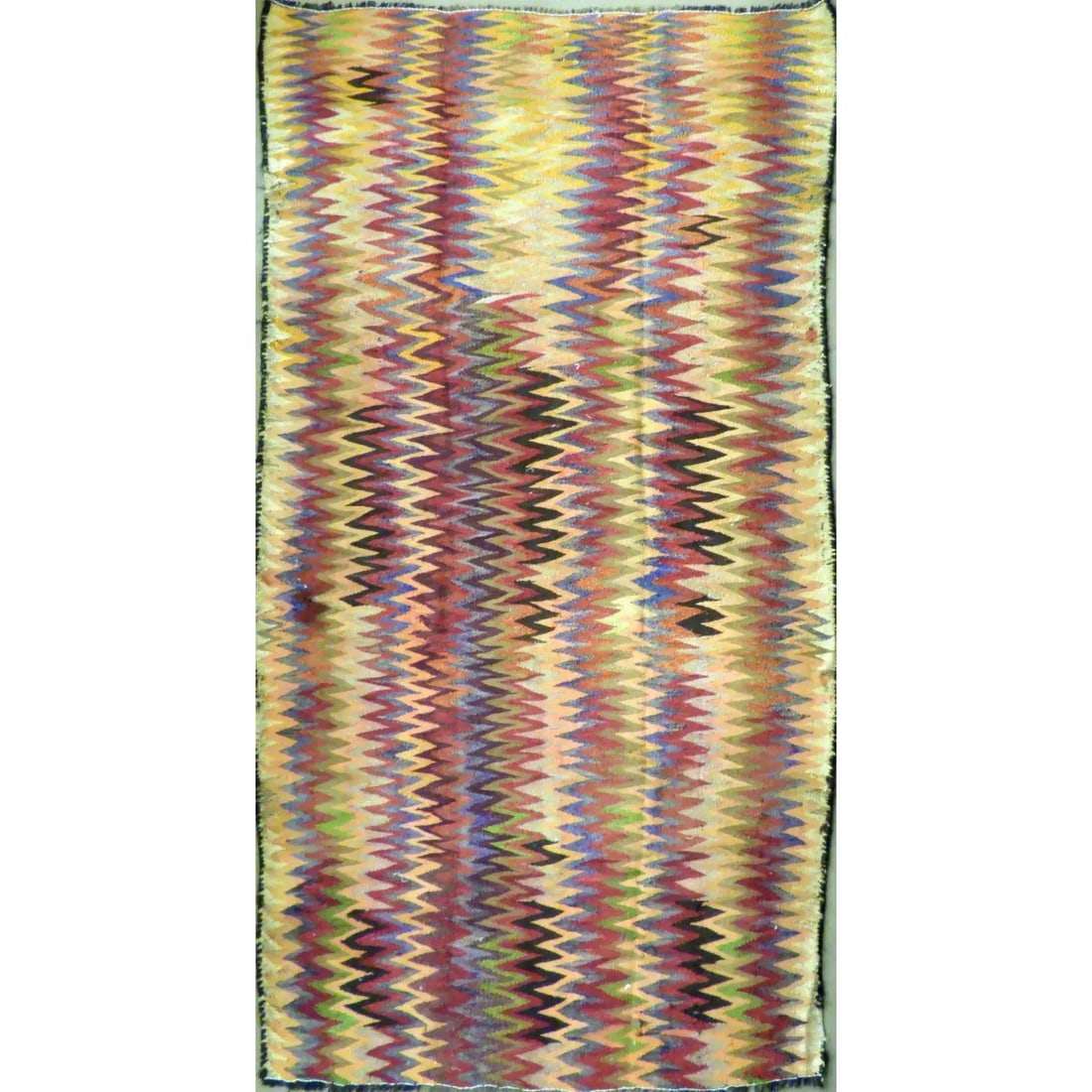 One Of The Kind Authentic Hand-Knotted Sanandaj Vintage Kilim 8'2" X 4'9": ABC Rugs Kilims Collection Authentic Hand-Knotted Sanandaj Vintage Kilims Natural Wool Seneh Collection Area Kilim 8'2" X 4'9" (Abckg1064) (Multi Color) Hand knotted and meticulously crafted by Sanand