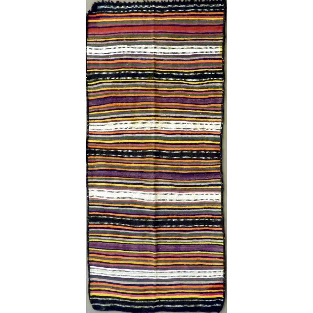 One Of The Kind Authentic Hand-Knotted Sanandaj Vintage Kilim 7'0" X 3'3": ABC Rugs Kilims Collection Authentic Hand-Knotted Sanandaj Vintage Kilims Natural Wool Seneh Collection Area Kilim 7'0" X 3'3" (Abckg1079) (Multi Color) Hand knotted and meticulously crafted by Sanand