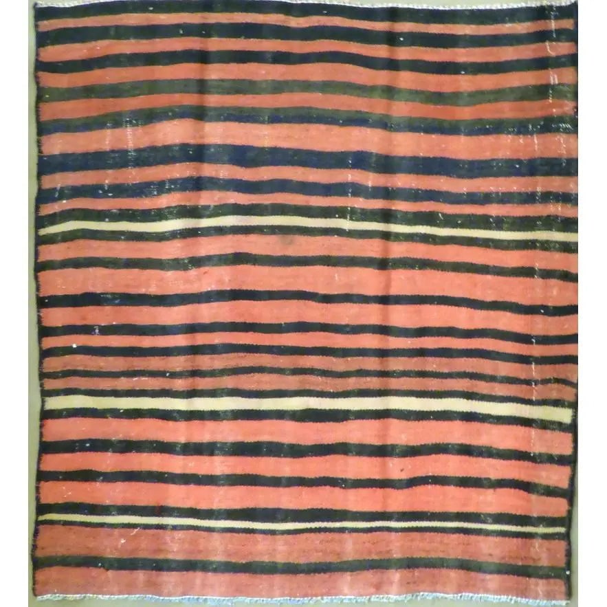 One Of The Kind Authentic Hand-Knotted Sanandaj Vintage Kilim 4'10" X 4'0": ABC Rugs Kilims Collection Authentic Hand-Knotted Sanandaj Vintage Kilims Natural Wool Seneh Collection Area Kilim 4'10" X 4'0" (Abckg1045) (Multi Color) Hand knotted and meticulously crafted by Sanan