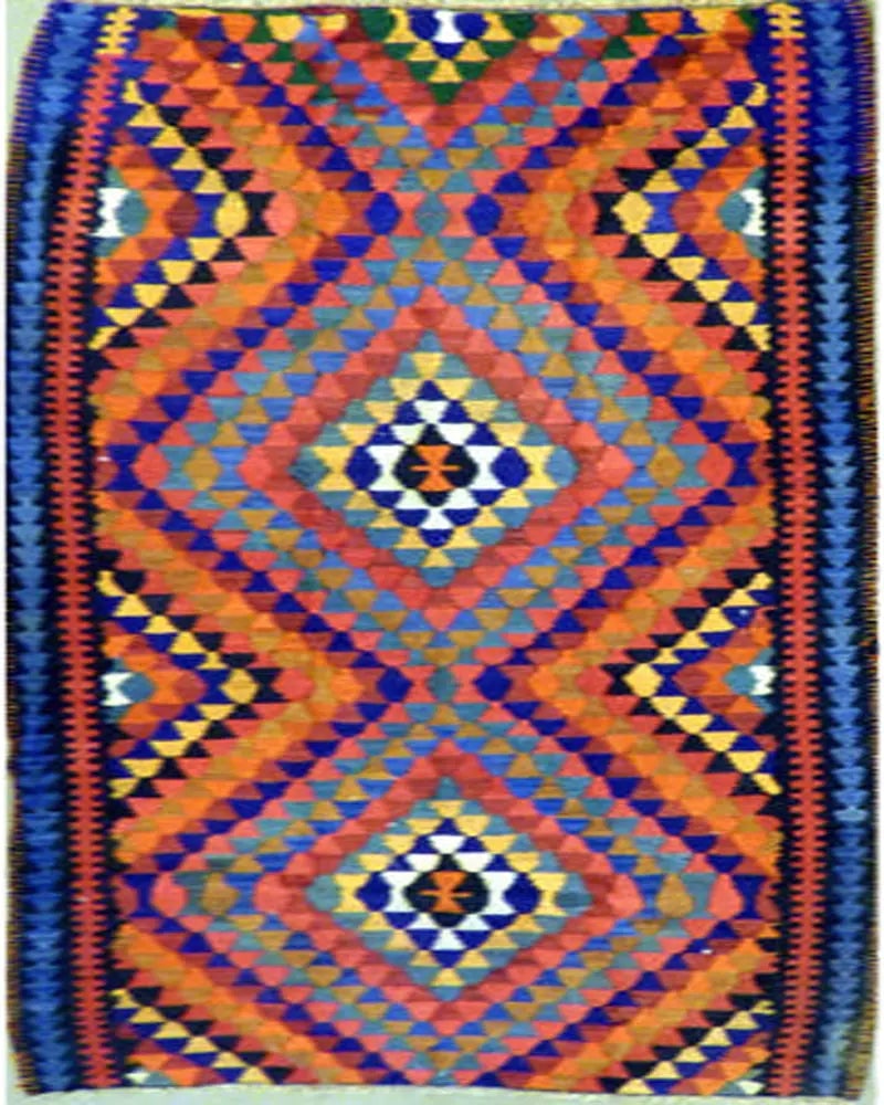 One Of The Kind Authentic Hand-Knotted Sanandaj Vintage Kilim 10'0" X 5'6": ABC Rugs Kilims Collection Authentic Hand-Knotted Sanandaj Vintage Kilims Natural Wool Seneh Collection Area Kilim 10'0" X 5'6" (Abckg1102) (Multi Color) Hand knotted and meticulously crafted by Sanan