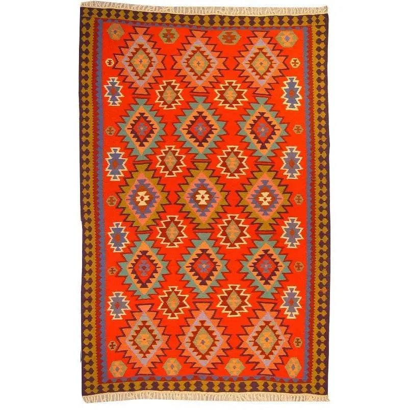 One Of The Kind Ardabil Persian Kilim 9'6" x 6'2": ABC Rugs Kilims Collection Ardabil Persian Kilim Collection And Modern Colorful Hand-Knotted Multi Area Kilim With Natural Wool And Cotton 9'6" X 6'2" Abck00289 Hand knotted and meticulously crafted b