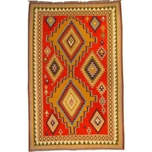 One Of The Kind Ardabil Persian Kilim 9'4" x 5'10": ABC Rugs Kilims Collection Ardabil Persian Kilim Collection And Modern Colorful Hand-Knotted Multi Area Kilim With Natural Wool And Cotton 9'4" X 5'10" Abck00181 Hand knotted and meticulously crafted 