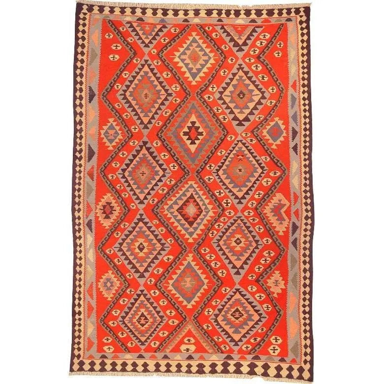 One Of The Kind Ardabil Persian Kilim 9'0" x 5'8": ABC Rugs Kilims Collection Ardabil Persian Kilim Collection And Modern Colorful Hand-Knotted Multi Area Kilim With Natural Wool And Cotton 9'0" X 5'8" Abck00188 Hand knotted and meticulously crafted b