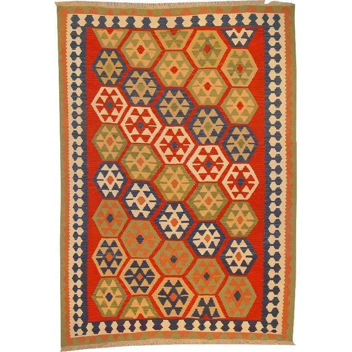 One Of The Kind Ardabil Persian Kilim 8'8" x 5'10": ABC Rugs Kilims Collection Ardabil Persian Kilim Collection And Modern Colorful Hand-Knotted Multi Area Kilim With Natural Wool And Cotton 8'8" X 5'10" Abck00164 Hand knotted and meticulously crafted 