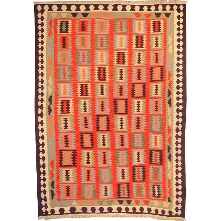 One Of The Kind Ardabil Persian Kilim 8'10" x 6'0": ABC Rugs Kilims Collection Ardabil Persian Kilim Collection And Modern Colorful Hand-Knotted Multi Area Kilim With Natural Wool And Cotton 8'10" X 6'0" Abck00142 Hand knotted and meticulously crafted 