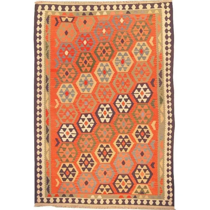 One Of The Kind Ardabil Persian Kilim 8'10" x 5'10": ABC Rugs Kilims Collection Ardabil Persian Kilim Collection And Modern Colorful Hand-Knotted Multi Area Kilim With Natural Wool And Cotton 8'10" X 5'10" Abck00108 Hand knotted and meticulously crafted