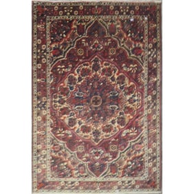 One Of The Kind Hand-Knotted Persian Wool Rug _ Luxurious Vintage Design, 9'8" x 6'5", Artisan