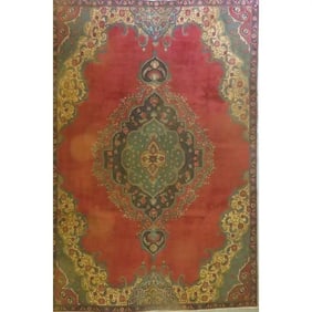 One Of The Kind Hand-Knotted Persian Wool Rug _ Luxurious Vintage Design, 9'7" x 5'9", Artisan