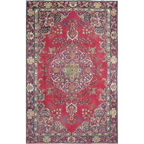 One Of The Kind Hand-Knotted Persian Wool Rug _ Luxurious Vintage Design, 9'8" x 6'1", Artisan