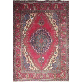 One Of The Kind Hand-Knotted Persian Wool Rug _ Luxurious Vintage Design, 9'2" x 6'2", Artisan