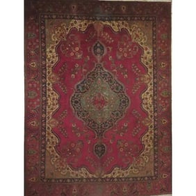 One Of The Kind Hand-Knotted Persian Wool Rug _ Luxurious Vintage Design, 9'11" x 5'8", Artisan