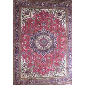 One Of The Kind Hand-Knotted Persian Wool Rug _ Luxurious Vintage Design, 9'10" x 7'1", Artisan