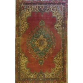 One Of The Kind Hand-Knotted Persian Wool Rug _ Luxurious Vintage Design, 9'1" x 5'1", Artisan
