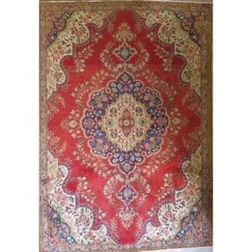 One Of The Kind Hand-Knotted Persian Wool Rug _ Luxurious Vintage Design, 8'6" x 5'4", Artisan