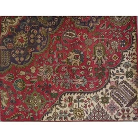 One Of The Kind Hand-Knotted Persian Wool Rug _ Luxurious Vintage Design, 7'1" x 4'6", Artisan