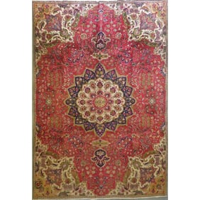 One Of The Kind Hand-Knotted Persian Wool Rug _ Luxurious Vintage Design, 8'4" x 5'2", Artisan