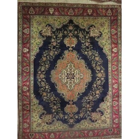 One Of The Kind Hand-Knotted Persian Wool Rug _ Luxurious Vintage Design, 8'4" x 4'1", Artisan