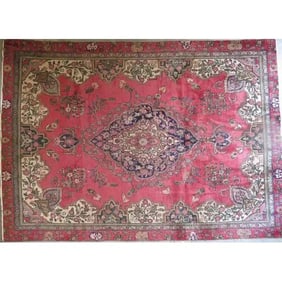 One Of The Kind Hand-Knotted Persian Wool Rug _ Luxurious Vintage Design, 8'10" x 4'9", Artisan