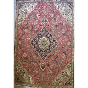 One Of The Kind Hand-Knotted Persian Wool Rug _ Luxurious Vintage Design, 7'9" x 4'11", Artisan