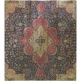One Of The Kind Hand-Knotted Persian Wool Rug _ Luxurious Vintage Design, 7'2" x 6'7", Artisan