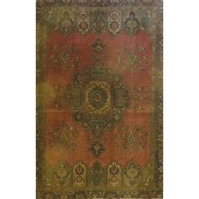 One Of The Kind Hand-Knotted Persian Wool Rug _ Luxurious Vintage Design, 7'1" x 3'11", Artisan