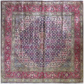 One Of The Kind Hand-Knotted Persian Wool Rug _ Luxurious Vintage Design, 6'5" x 6'4", Artisan