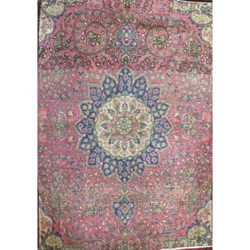 One Of The Kind Hand-Knotted Persian Wool Rug _ Luxurious Vintage Design, 6'11" x 2'1", Artisan