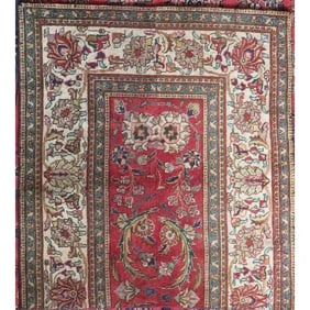 One Of The Kind Hand-Knotted Persian Wool Rug _ Luxurious Vintage Design, 5'5" x 3'4", Artisan