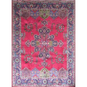 One Of The Kind Hand-Knotted Persian Wool Rug _ Luxurious Vintage Design, 12'9" x 9'8", Artisan