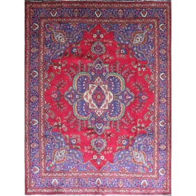 One Of The Kind Hand-Knotted Persian Wool Rug _ Luxurious Vintage Design, 12'9" x 9'4", Artisan