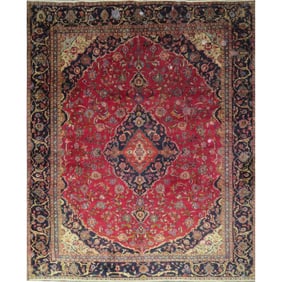 One Of The Kind Hand-Knotted Persian Wool Rug _ Luxurious Vintage Design, 12'8" x 10'1", Artisan