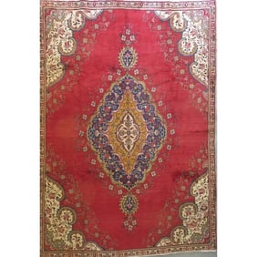 One Of The Kind Hand-Knotted Persian Wool Rug _ Luxurious Vintage Design, 12'6" x 9'2", Artisan