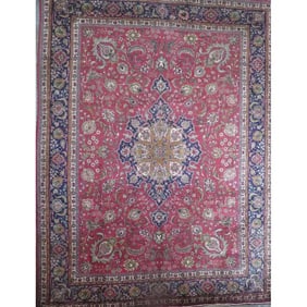 One Of The Kind Hand-Knotted Persian Wool Rug _ Luxurious Vintage Design, 12'4" x 9'5", Artisan