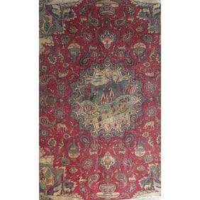 One Of The Kind Hand-Knotted Persian Wool Rug _ Luxurious Vintage Design, 12'2" x 9'2", Artisan