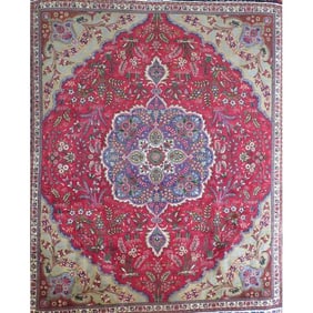 One Of The Kind Hand-Knotted Persian Wool Rug _ Luxurious Vintage Design, 12'11" x 9'5", Artisan