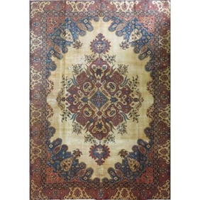 One Of The Kind Hand-Knotted Persian Wool Rug _ Luxurious Vintage Design, 12'1" x 8'9", Artisan
