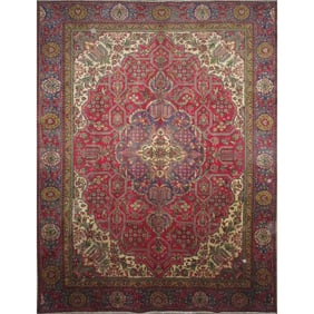 One Of The Kind Hand-Knotted Persian Wool Rug _ Luxurious Vintage Design, 12'0" x 8'7", Artisan