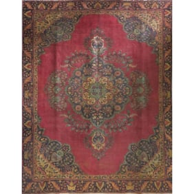 One Of The Kind Hand-Knotted Persian Wool Rug _ Luxurious Vintage Design, 11'8" x 9'3", Artisan