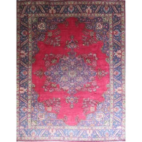 One Of The Kind Hand-Knotted Persian Wool Rug _ Luxurious Vintage Design, 11'7" x 9'5", Artisan