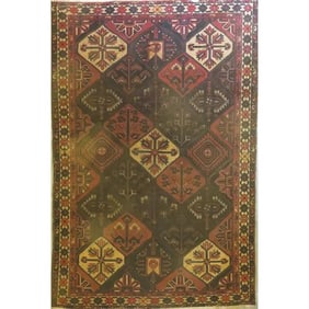 One Of The Kind Hand-Knotted Persian Wool Rug _ Luxurious Vintage Design, 11'3" x 6'7", Artisan