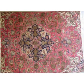 One Of The Kind Hand-Knotted Persian Wool Rug _ Luxurious Vintage Design, 11'2" x 6'10", Artisan