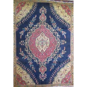 One Of The Kind Hand-Knotted Persian Wool Rug _ Luxurious Vintage Design, 11'0" x 7'7", Artisan