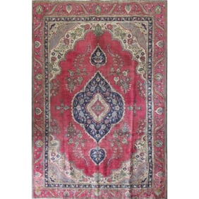One Of The Kind Hand-Knotted Persian Wool Rug _ Luxurious Vintage Design, 10'5" x 7'3", Artisan